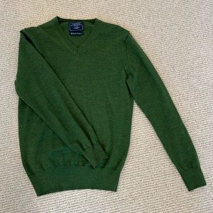 Charles Tyrwhitt green merino wool v-neck sweater